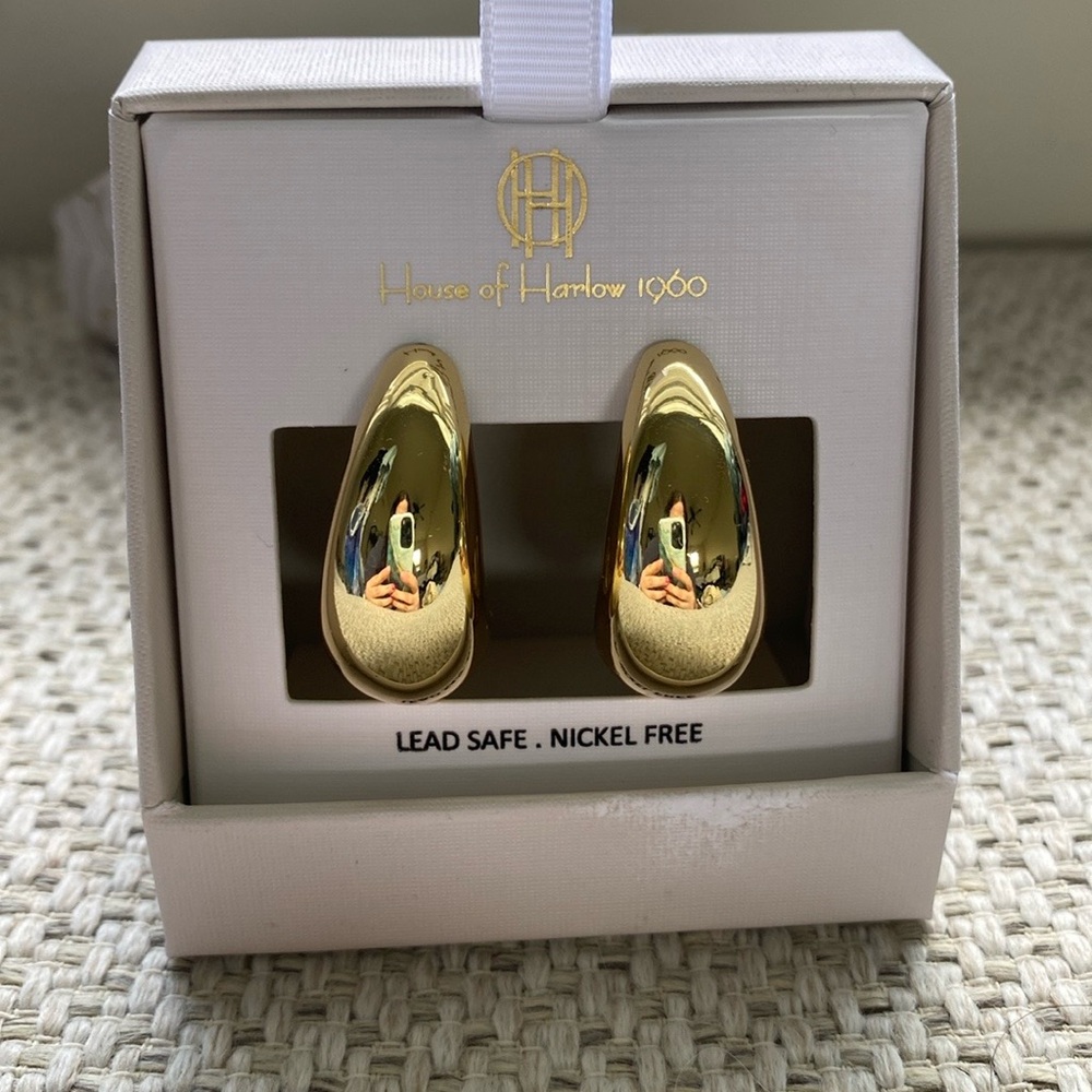 House Of Harlow 1960 Drop Gold Earrings. New in box. Never worn